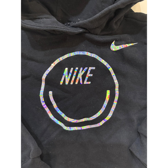 Nike Hoodie Toddler Boys 4T Black Holographic Logo Pullover Sweatshirt Kids - Picture 2 of 4